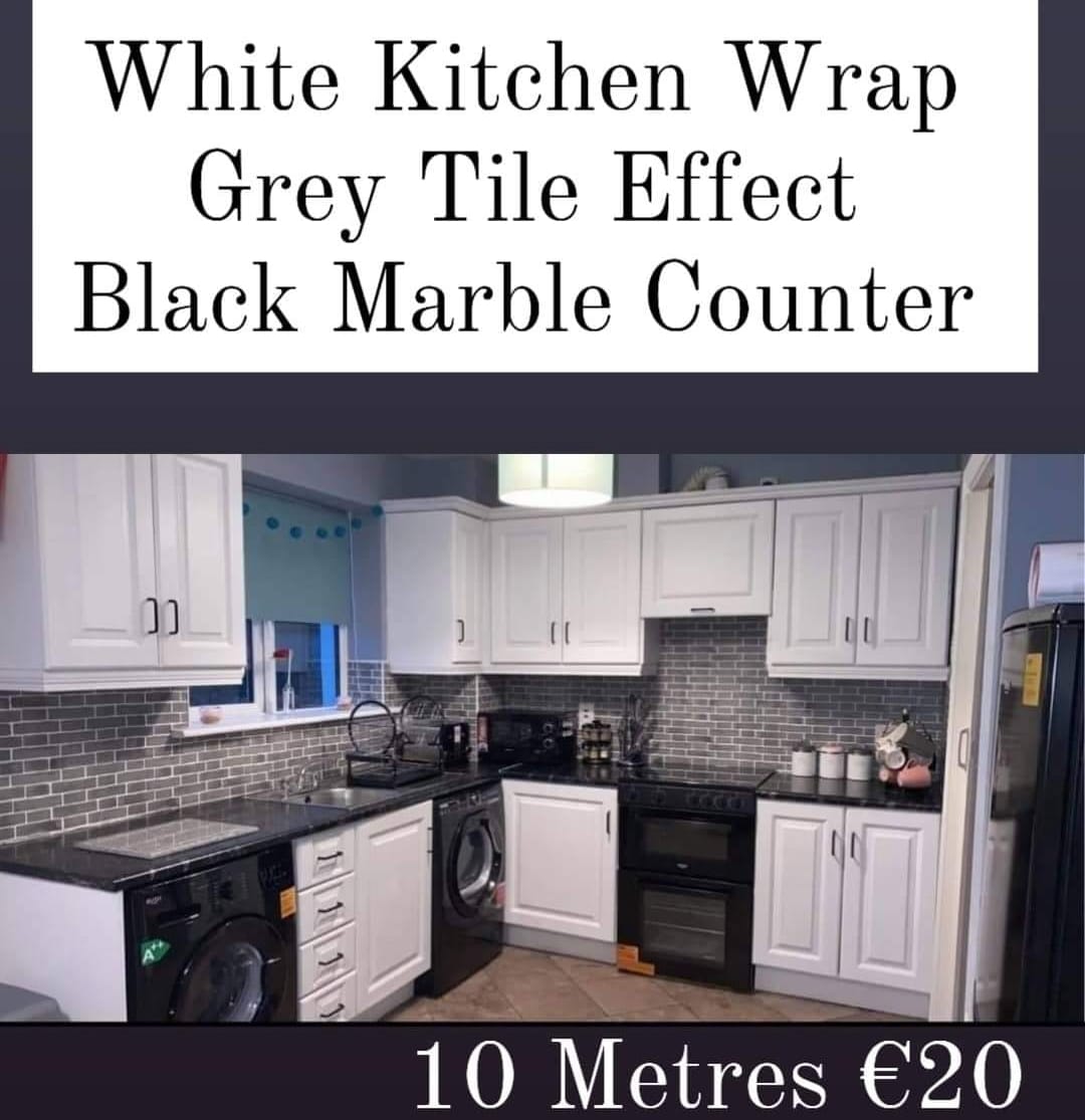 Grey Tile Effect Stick On a backsplash.. xtra large roll