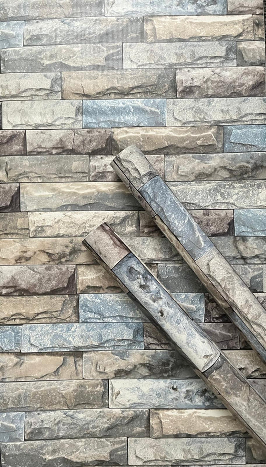 Mix Brick / Stone Work 3D Effect Wallpaper