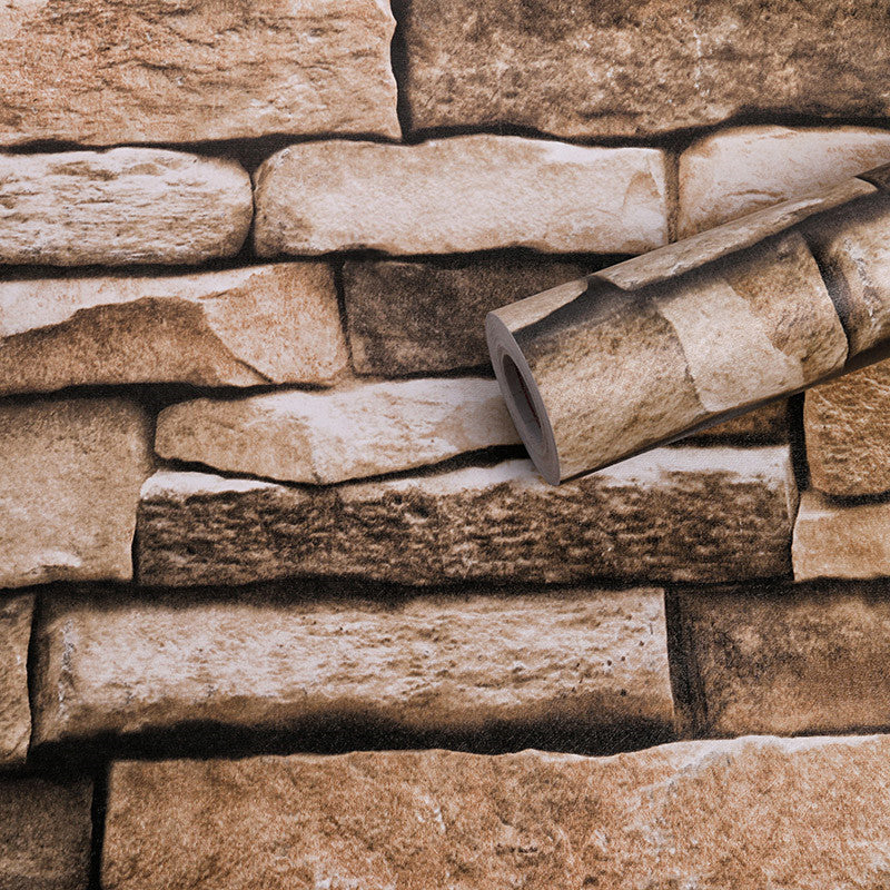 3d Brown & Cream Brick Stone  Wallpaper