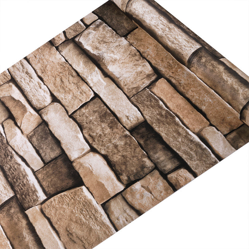3d Brown & Cream Brick Stone  Wallpaper