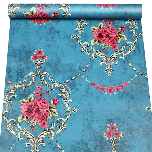Blue / Pink Floral Wallpaper Self Adhesive.