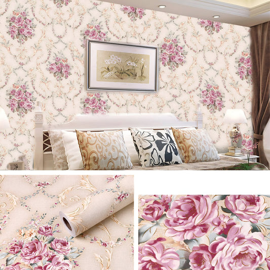 Beige / Pink Vintage Floral Effect