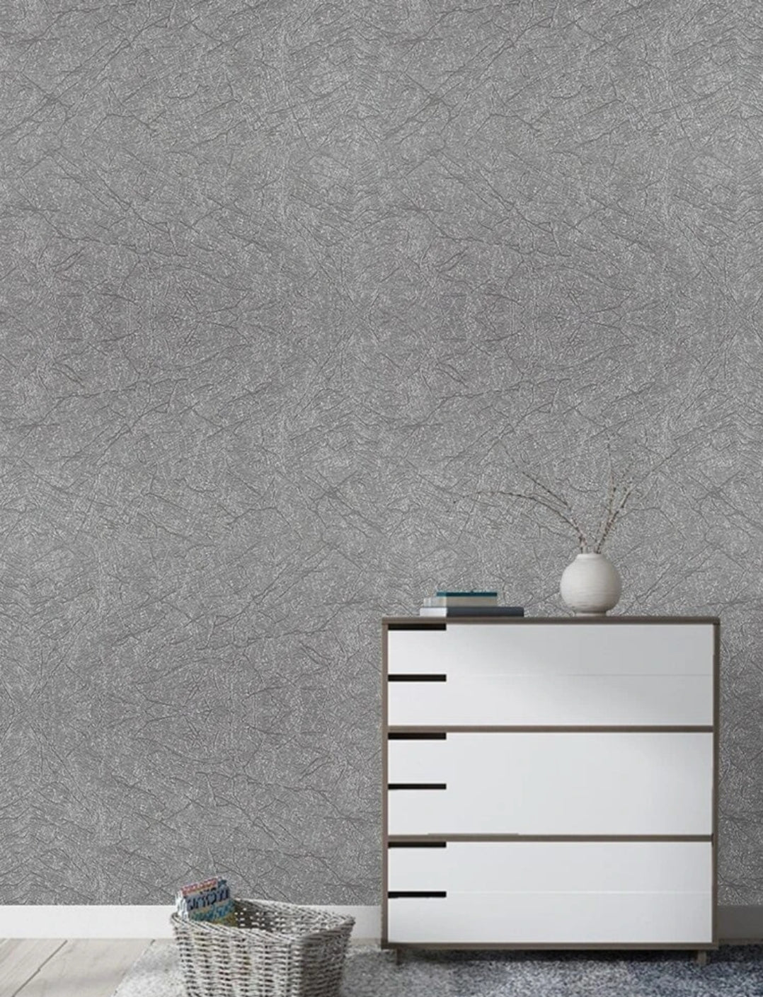 LUXURIOUS SILVER EMBOSSED THICK WALLPAPER