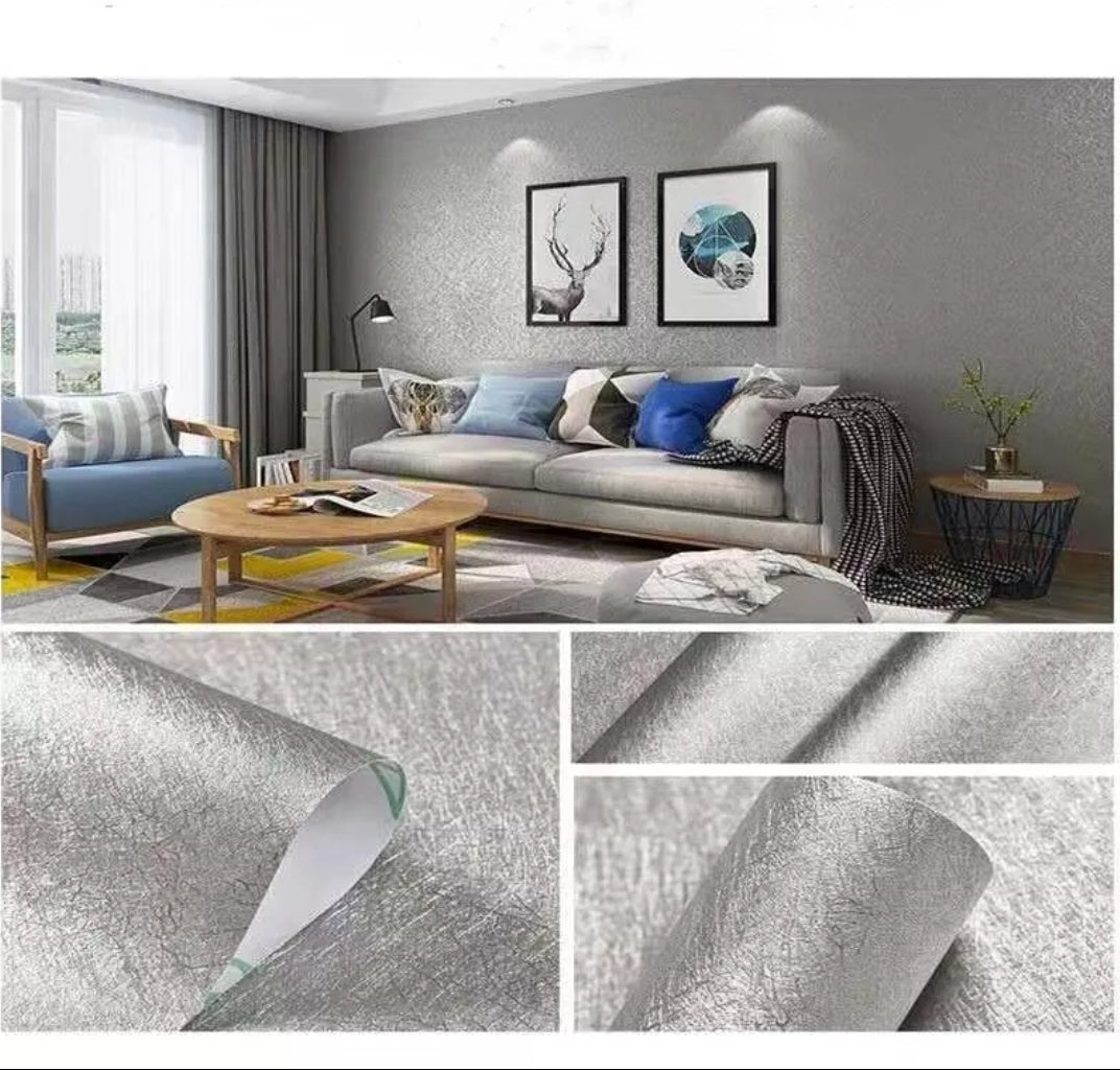 Grey Luxurious Embossed Wallpaper Self Adhesive