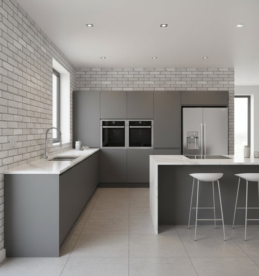 White / Grey 3D Brick Self-Adhesive Wallpaper