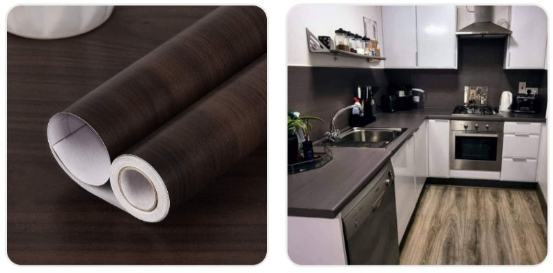 Walnut Wood Effect  Counter & Backsplash Makeover Stick on Roll