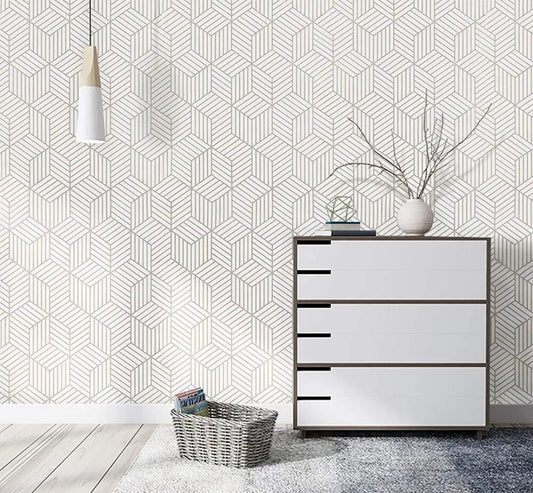 Silver & White Geometric Wallpaper