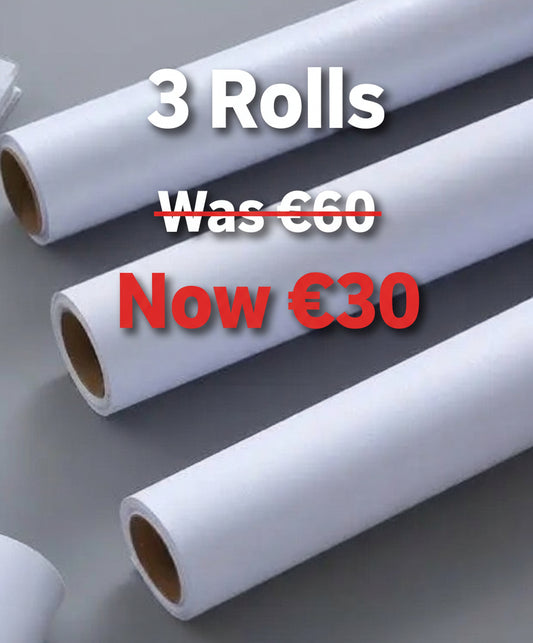 3 x Rolls White Self-Adhesive  1000cm Each