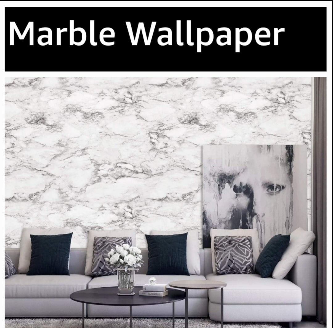 White Marble Feature Wallpaper