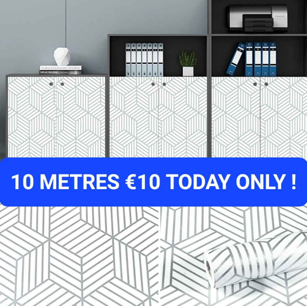 White & Silver Metallic Self-Adhesive Roll