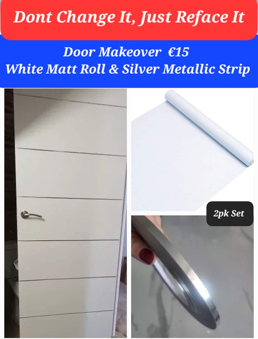 📢 SALE TODAY ..2 pk .. White Matt & Silver Strip Roll ..€15