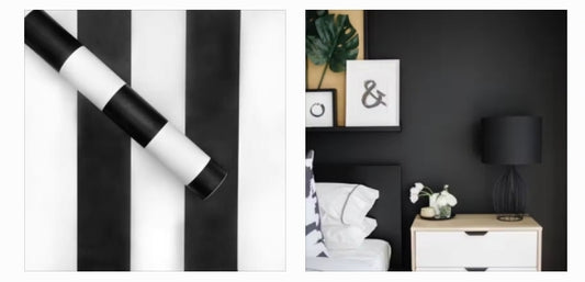 Twin Pk , Black & White Strip & Matt Black Wallpaper