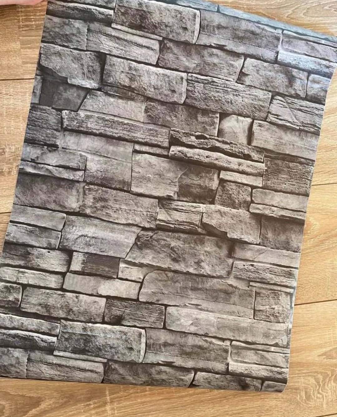 Slate Grey Brick Stone 3D Effect Wallpaper