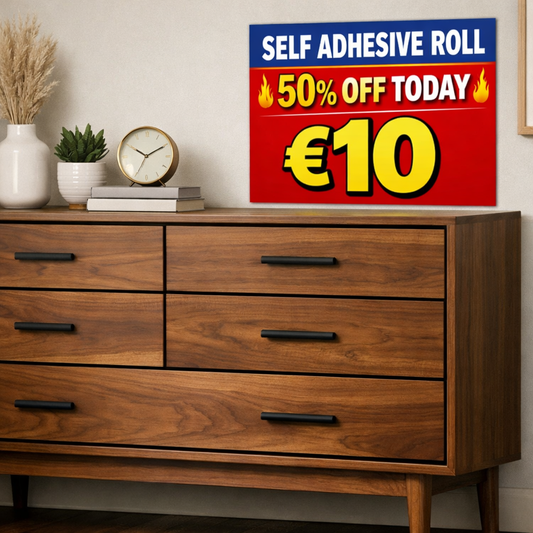 Cherry wood self-adhesive roll by Budget Interiors, featuring a realistic wood grain texture on a flat surface.