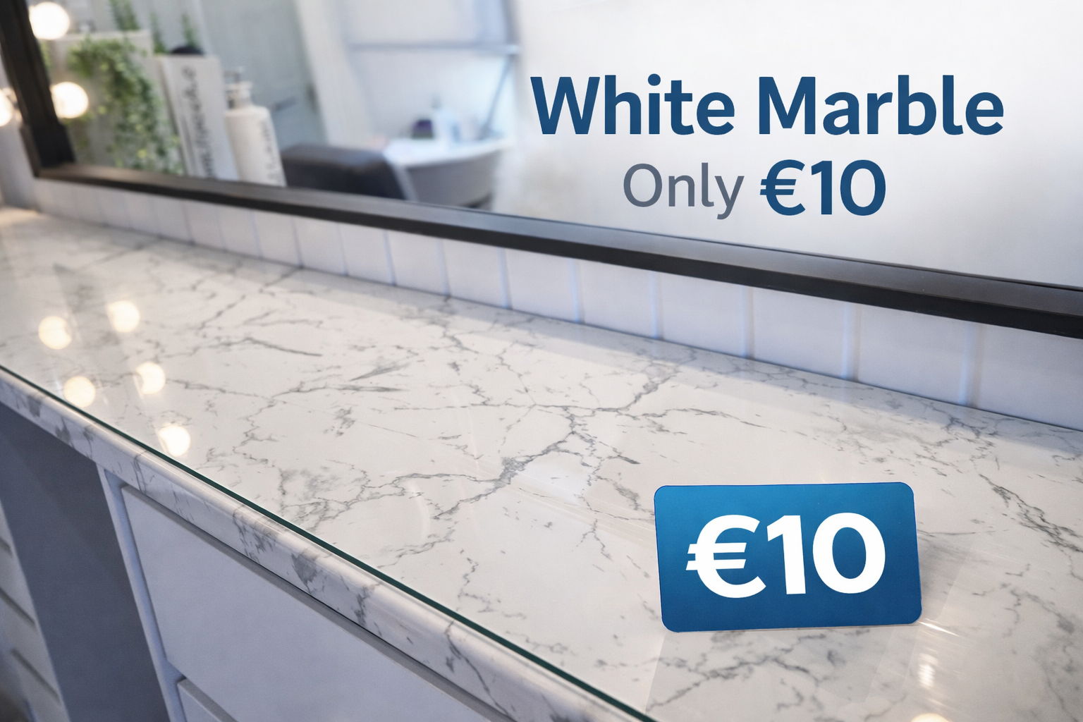 Salon Makeover White Marble Countertop Roll - Budget Interiors