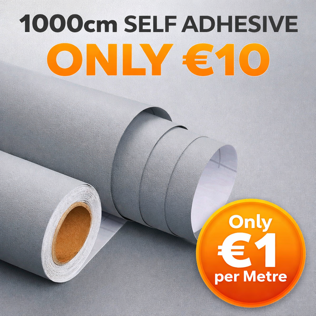Grey self-adhesive roll by Budget Interiors, showcasing a smooth surface and versatile design for various home projects.