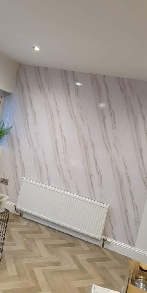 White Marble Wallpaper .Washable Roll