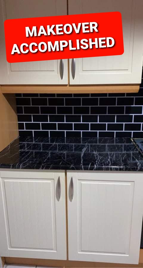 TWIN PK .. Tile Backsplash & Marble Countertop Makeover