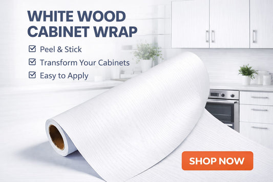 White wood panel from Budget Interiors, showcasing smooth, painted wooden surface suitable for interior decor or furniture projects.