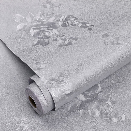 Grey Embossed Floral Wallpaper
