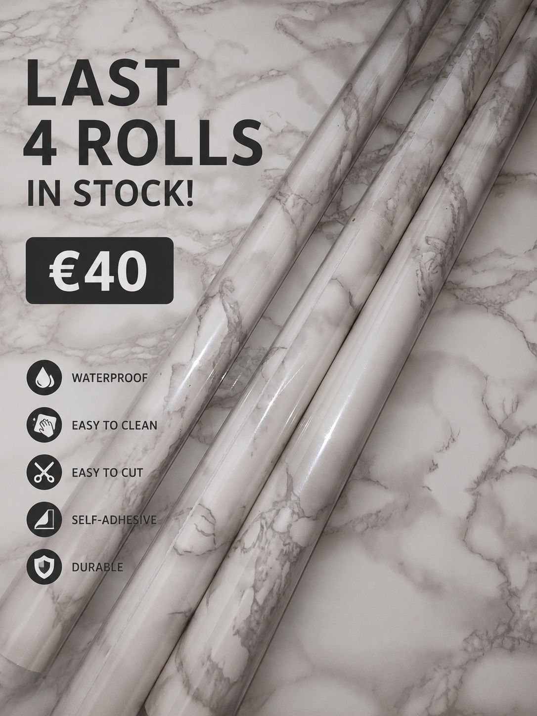 Marble Rolls pk of 4  Cream & Grey