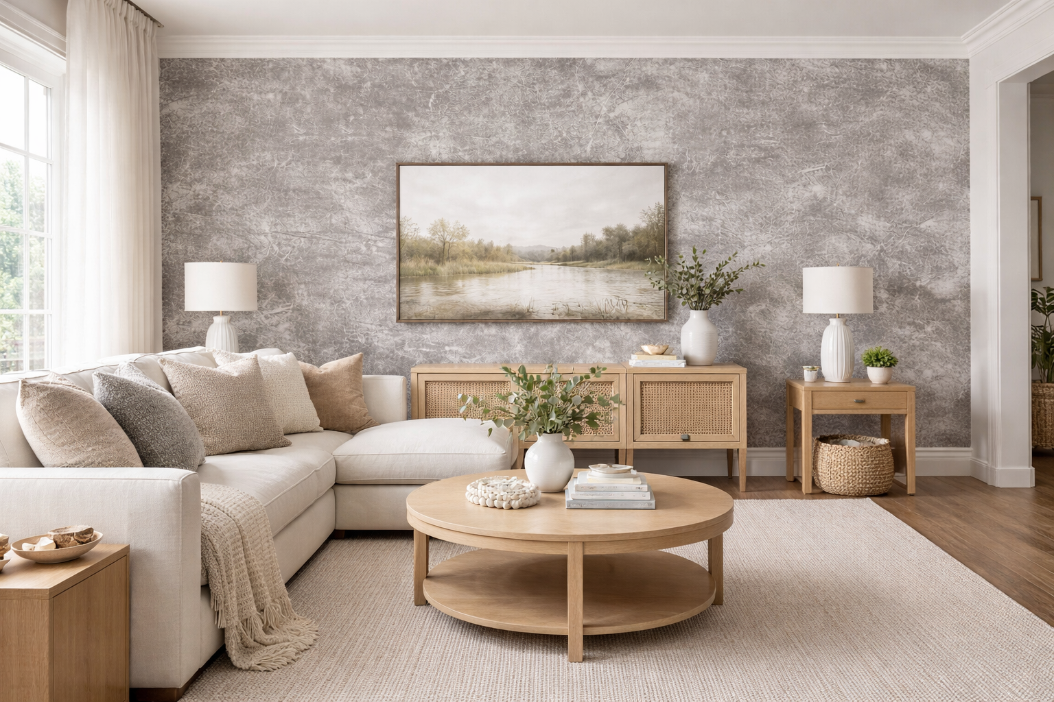 Grey marble wallpaper roll from Budget Interiors, 10 meters long, showcasing a sleek, sophisticated marble pattern for walls.