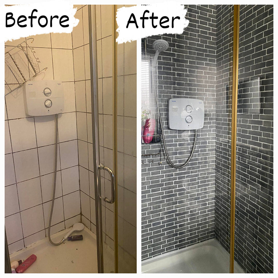 Grey Tile Shower Rolls - Budget Interiors