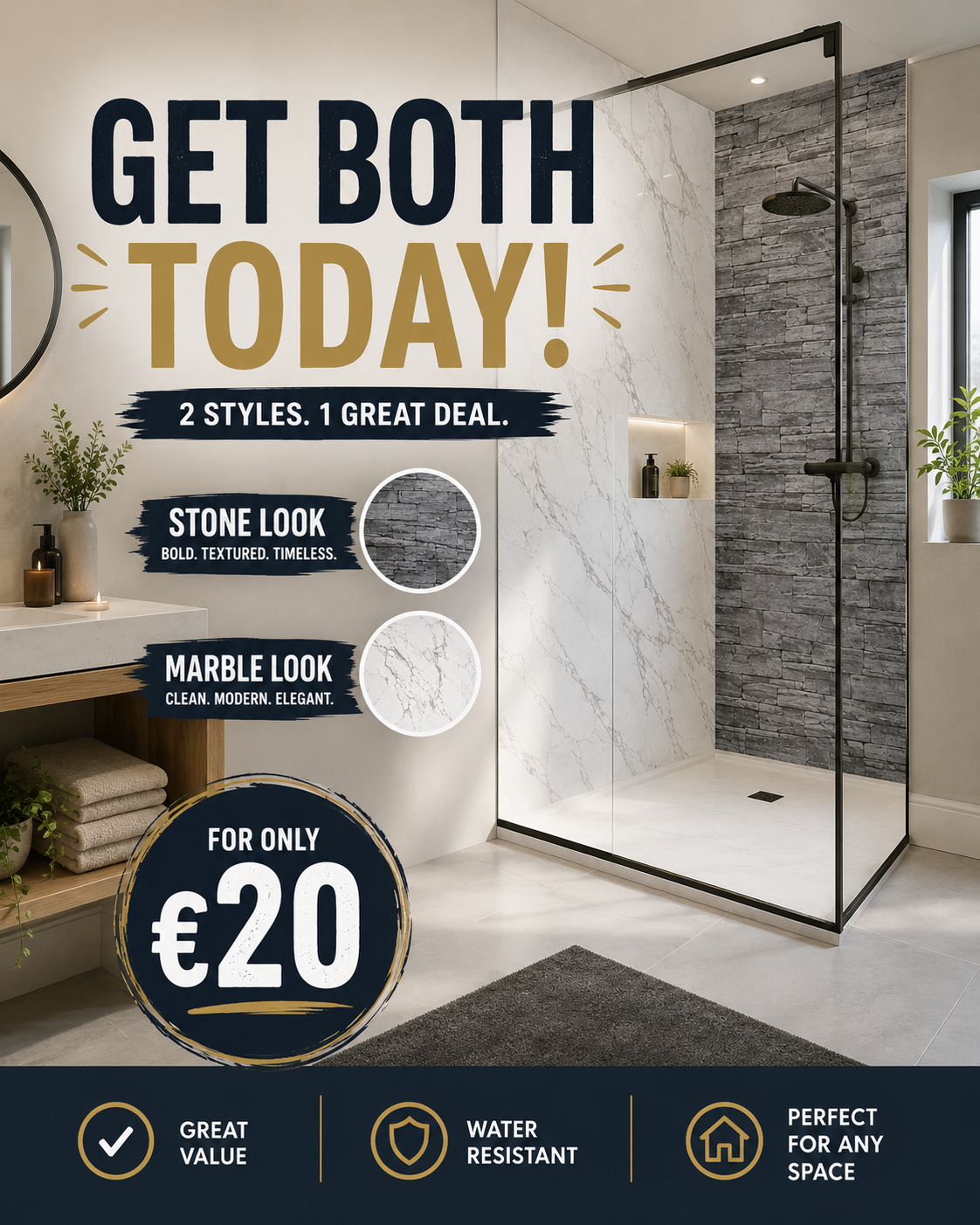 Grey Stone & White Marble Twin Pk Offer