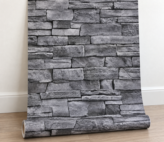 Grey Stone / Brick  Effect Wallpaper 10 Metres