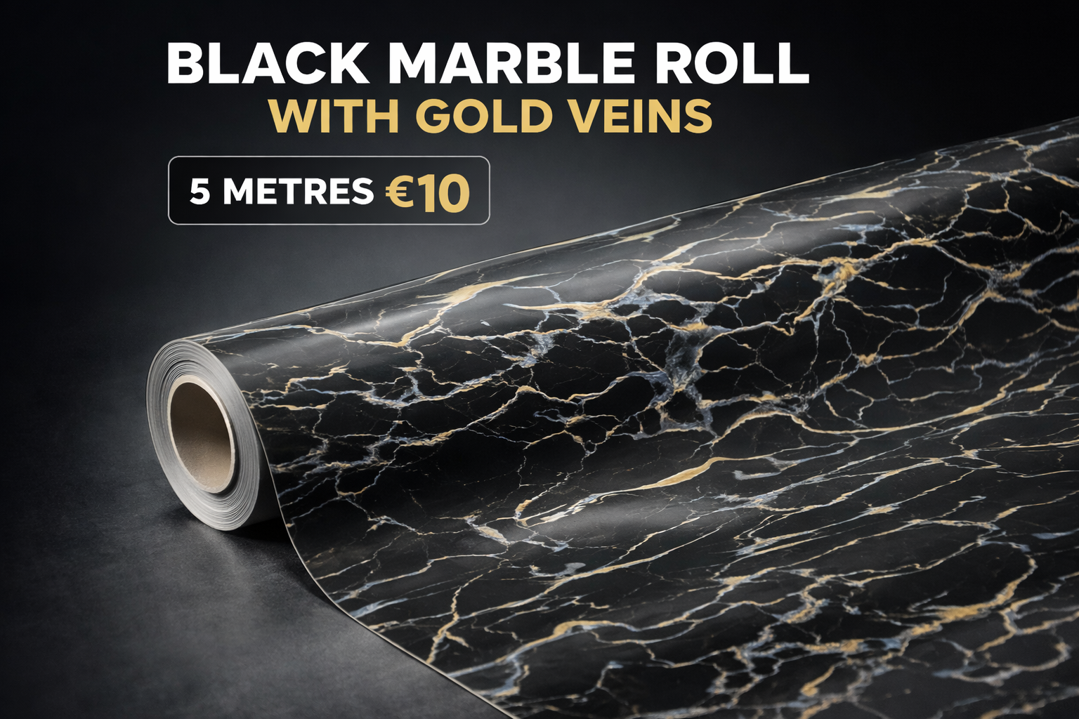 Black & Gold Gloss Marble - Budget Interiors