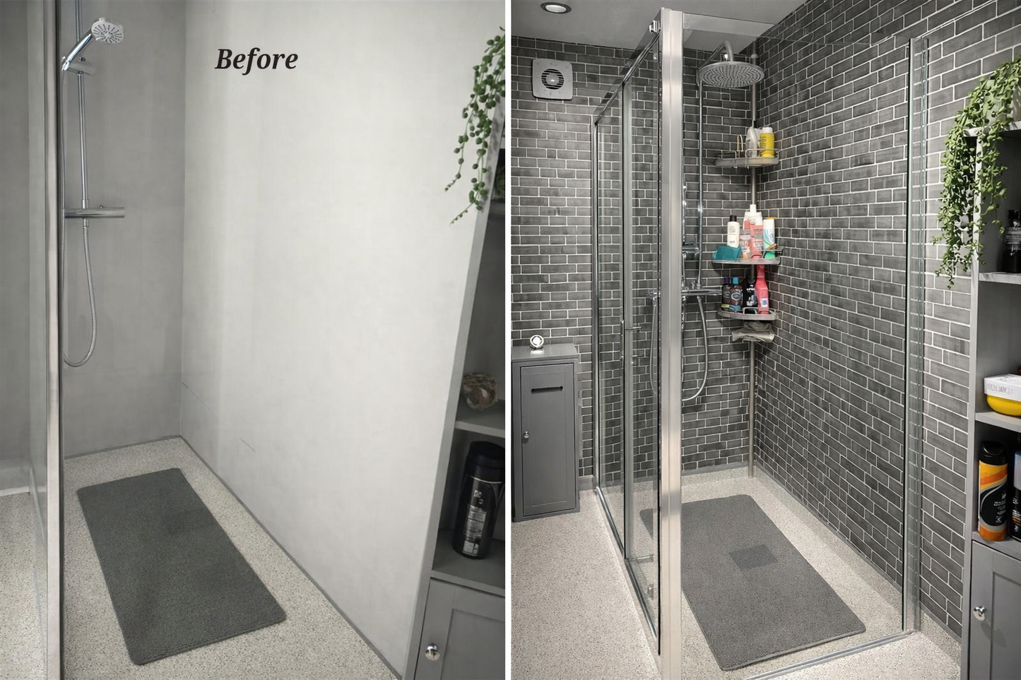 Grey Tile Shower Rolls - Budget Interiors
