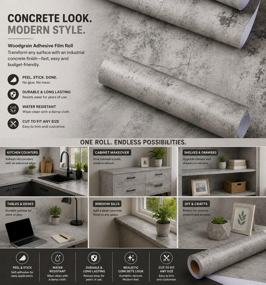 Gray luxurious embossed self-adhesive roll from Budget Interiors, showcasing textured decorative wallpaper for walls.