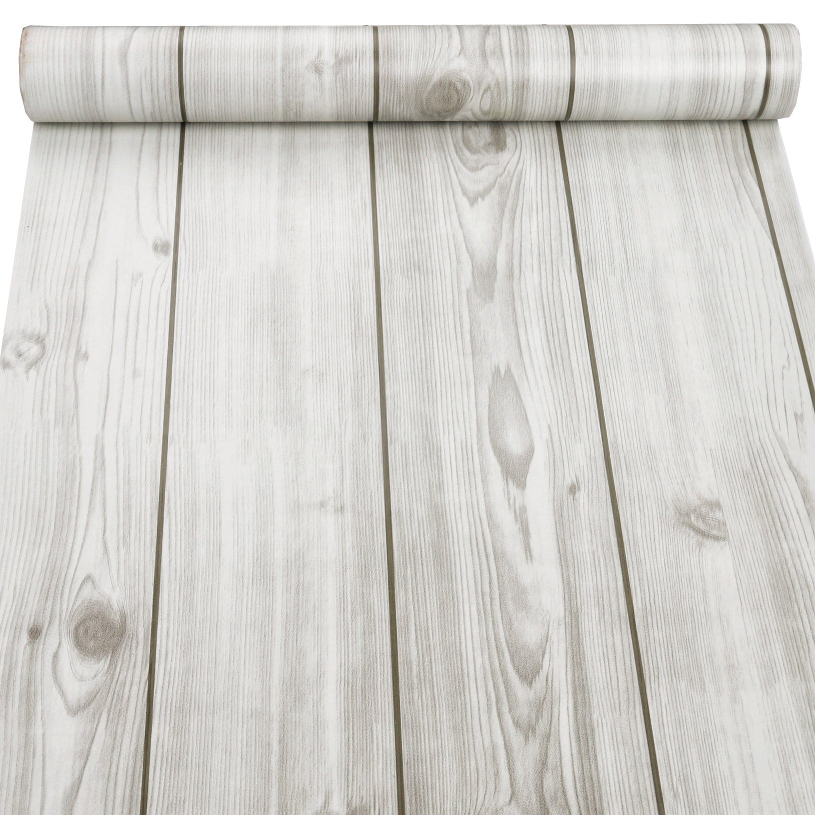 Grey wood panel wallpaper by Budget Interiors featuring a realistic wood grain texture and modern design for interior walls.