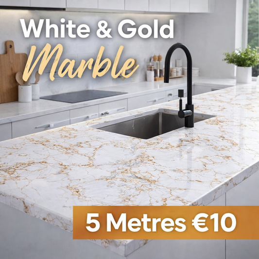 White & Gold Marble Self-Adhesive Roll
