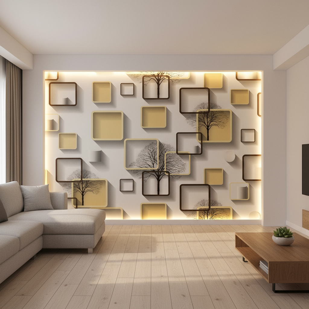 Feature Wall Beige / Cream & Gold