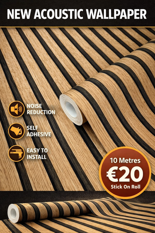 Accoustic Wood Effect Stick On Wallpaper