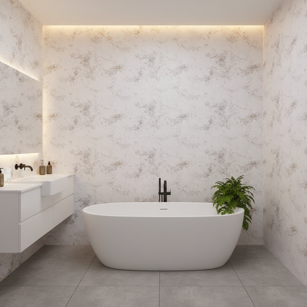 White & Gold Marble, EXTRA LARGE ROLL - Budget Interiors