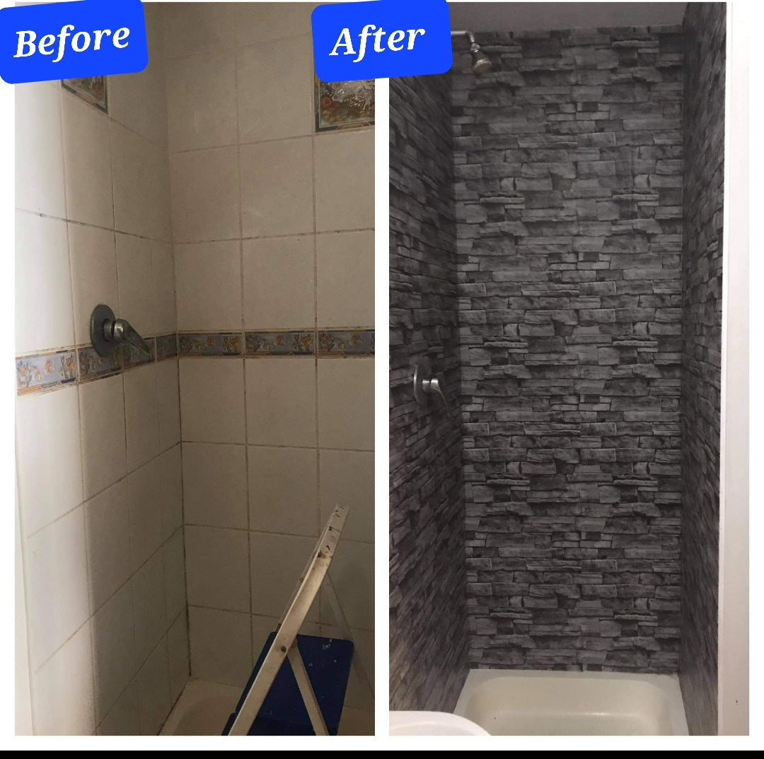 Slate Stone Brick Effect Stick on Roll