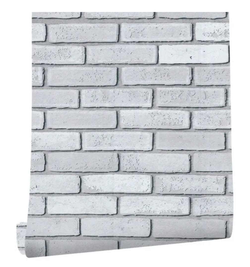 📢White / Grey 3D Brick Wallpaper - Budget Interiors