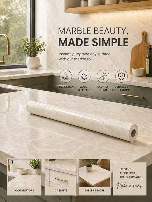 Beige and cream marble gloss tile from Budget Interiors, luxurious 5-meter length, featuring elegant marble pattern and high-gloss finish.