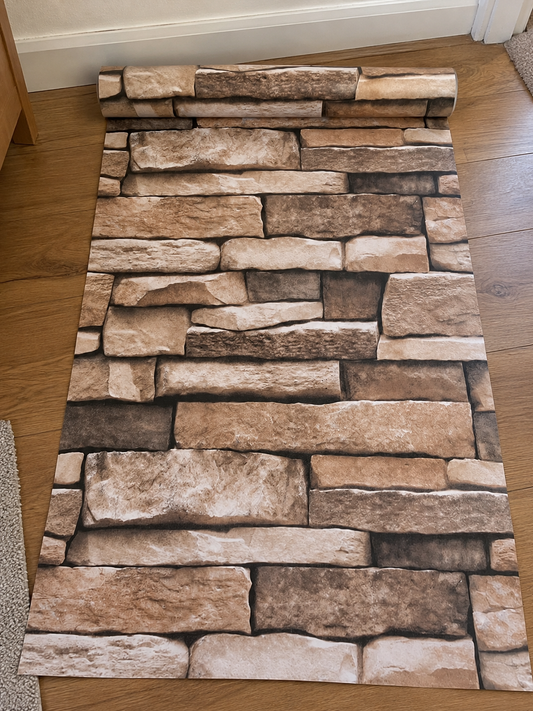 Brown 3D Effect Brick Wallpaper - Budget Interiors