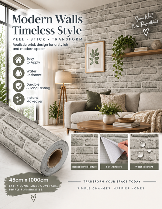 White & Grey Brick Wallpaper