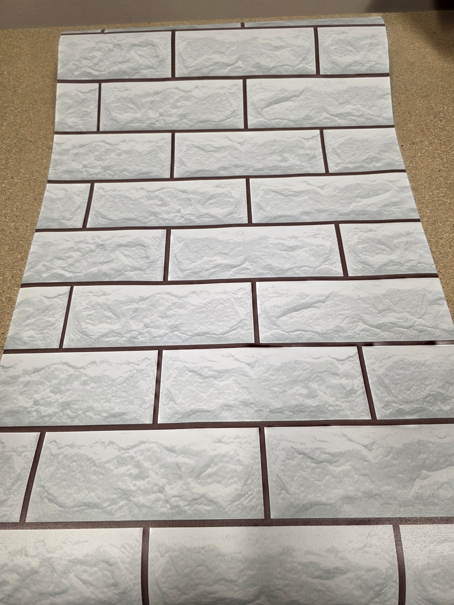 White / Grey 3D Tile Effect Stick On Roll