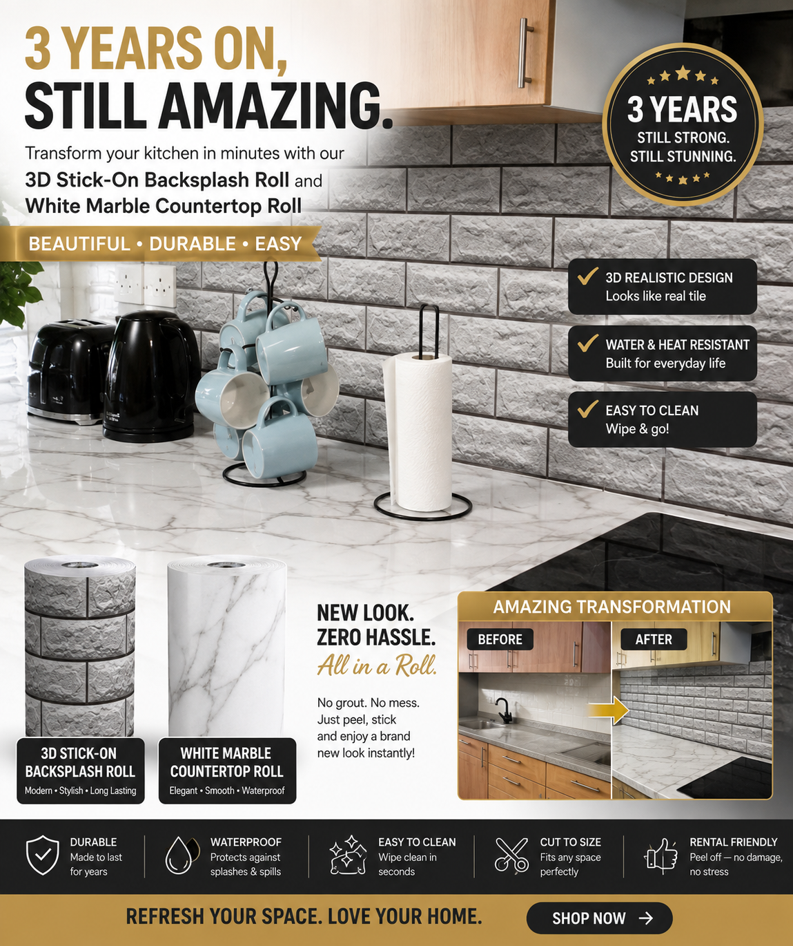Grey Tile & White Marble