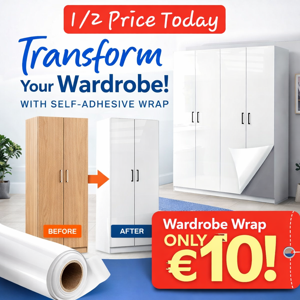 White Gloss Wardrobe Self Adhesive Rolls - Budget Interiors