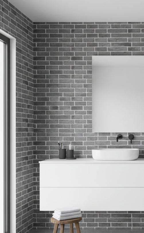 Grey Tile Stick on Waterproof Roll