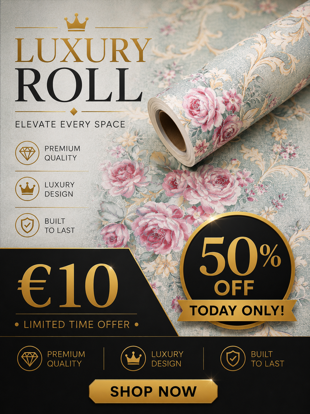 Shabby Chic Vintage Roll 10 Metres  ☘️ Only 6 left