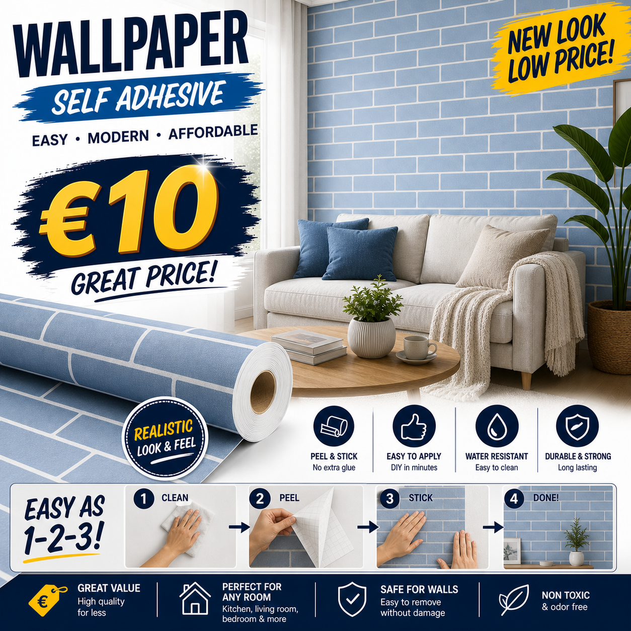 Blue Brick Self Adhesive Roll