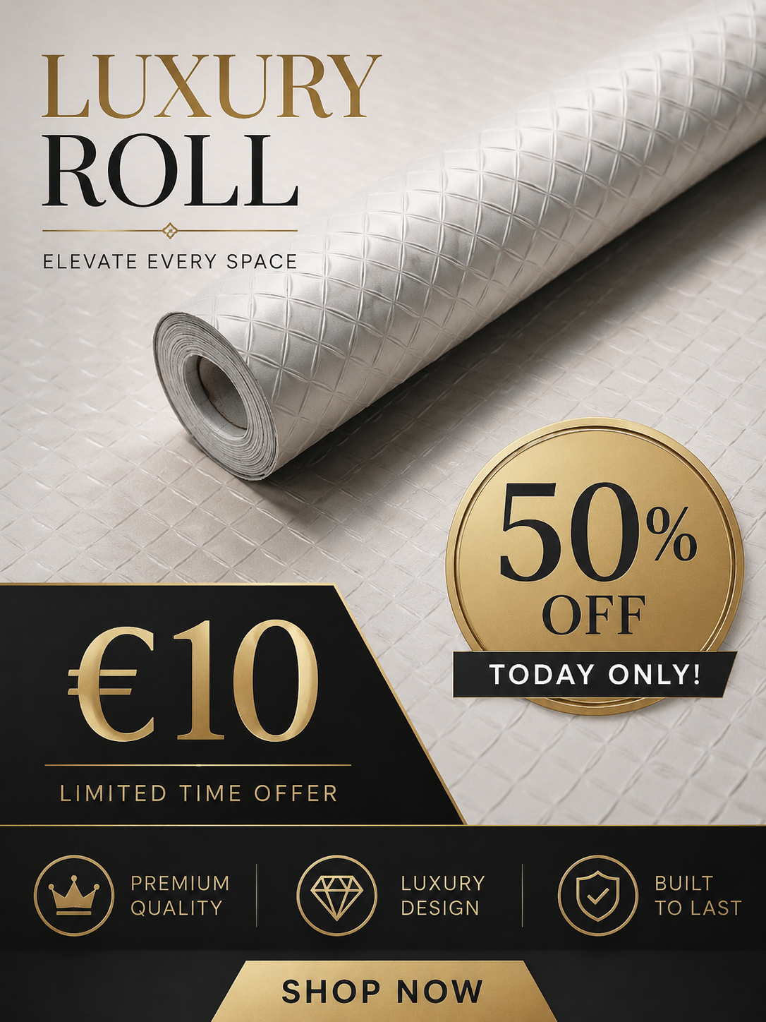 Beige 3D Luxurious Roll