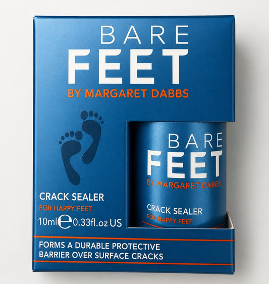 Bare Feet Oil by Budget Interiors, shown in a clear bottle with a dropper, ideal for soothing foot care and moisturizing.